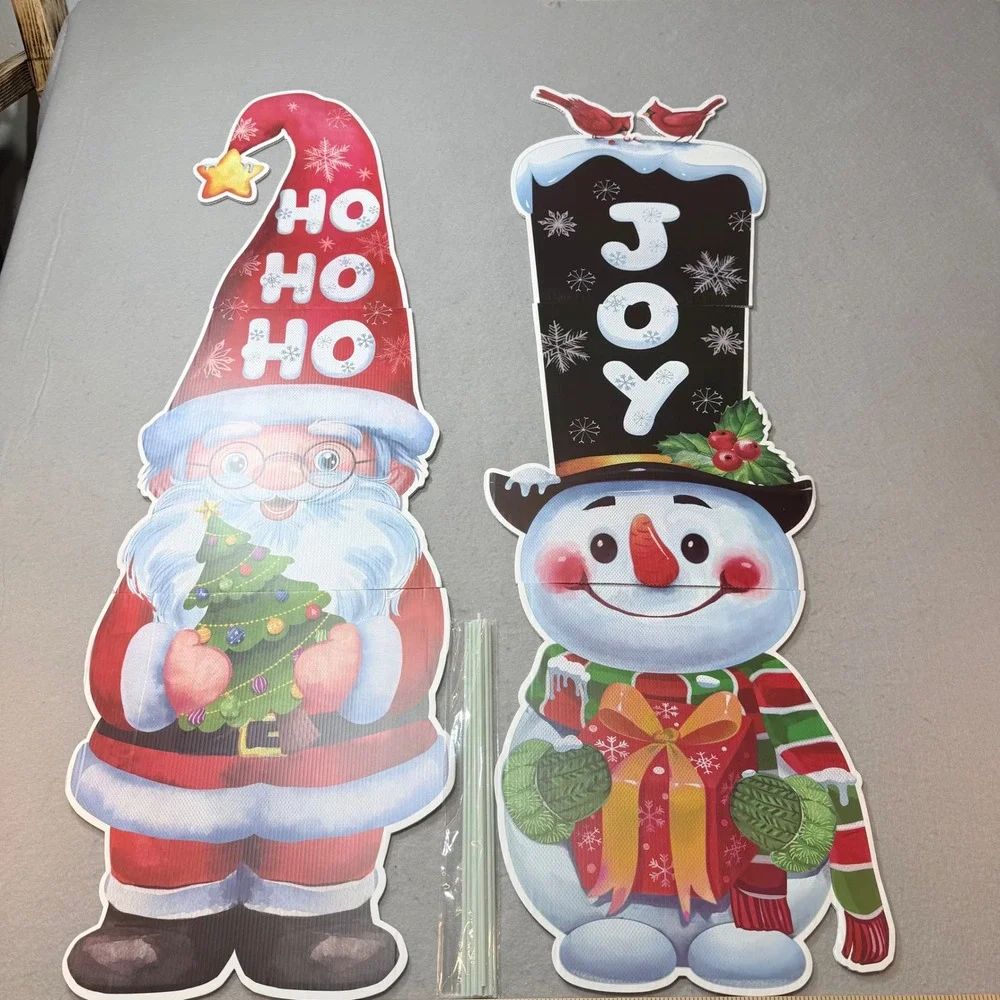 Christmas Yard Signs Santa Snowman Joy Ho Ho Ho‎ Outdoor Holiday Decoration